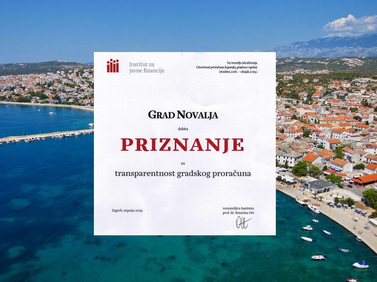 Grad Novalja dobio je najvišu ocjenu za transparentnost proračuna