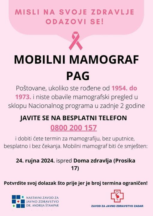 Besplatna mamografija u Pagu