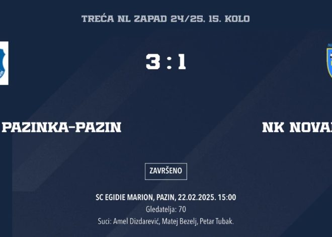 NK Pazinka : NK Novalja – 3:1