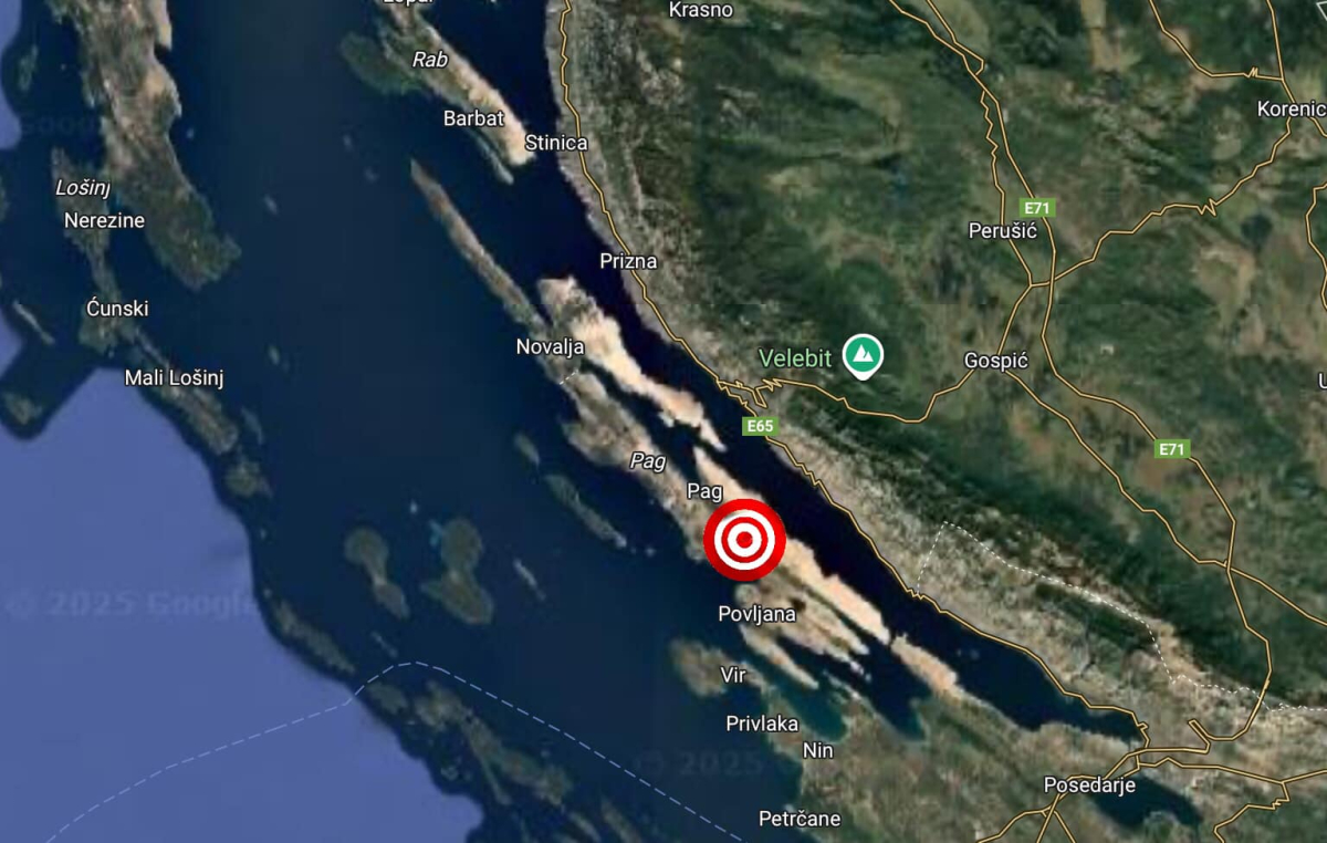 Potres magnitude 2,9 po Richteru zatresao otok Pag