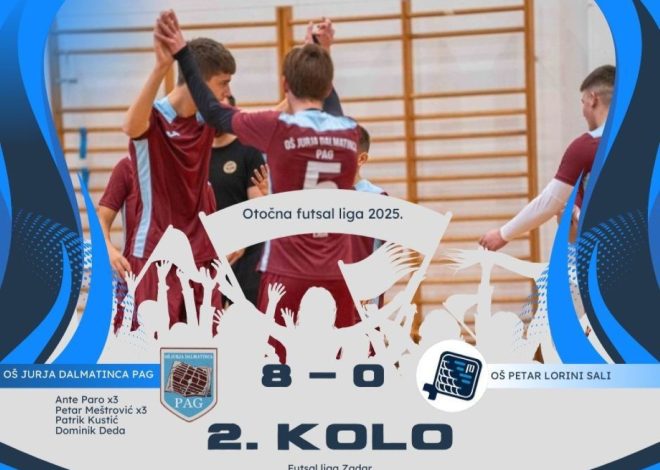 Uvjerljiva pobjeda paških osnovaca u 2. kolu Otočne futsal lige