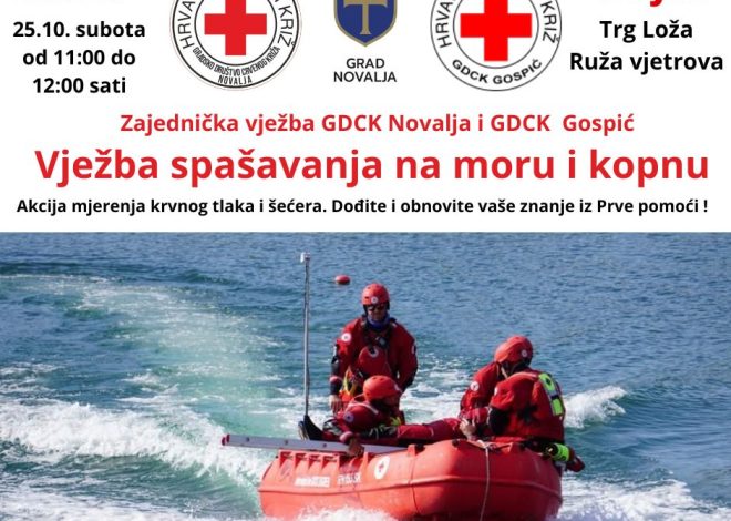 Novalja: Vježba spašavanja na moru i kopnu