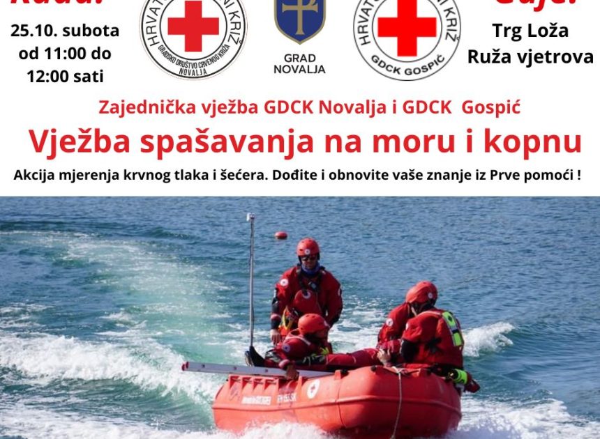 Novalja: Vježba spašavanja na moru i kopnu
