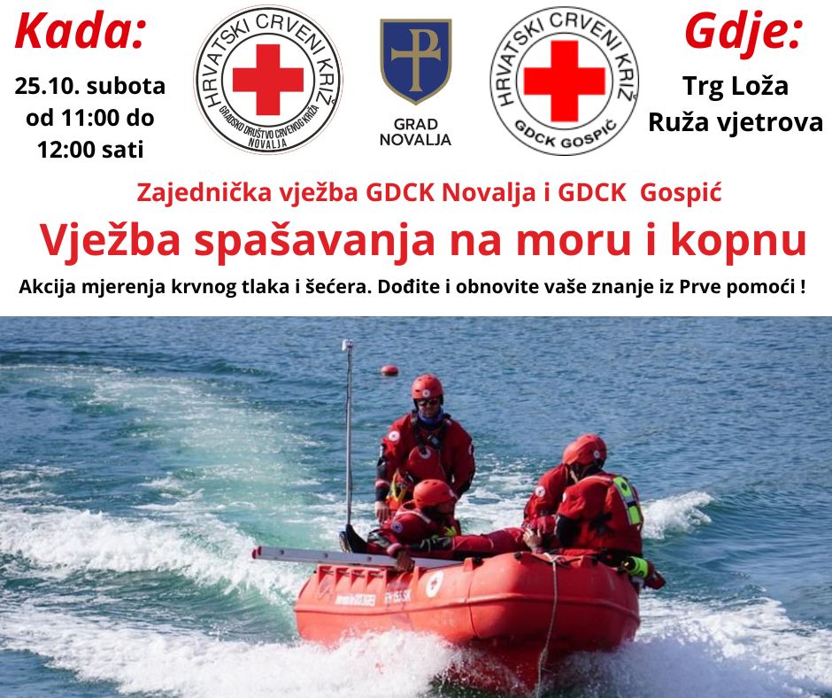 Novalja: Vježba spašavanja na moru i kopnu