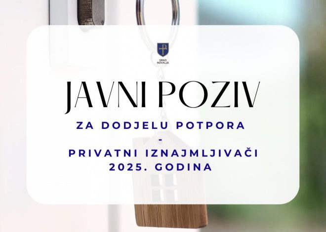 Novalja: Isplate bespovratnih potpora privatnim iznajmljivačima za 2025.