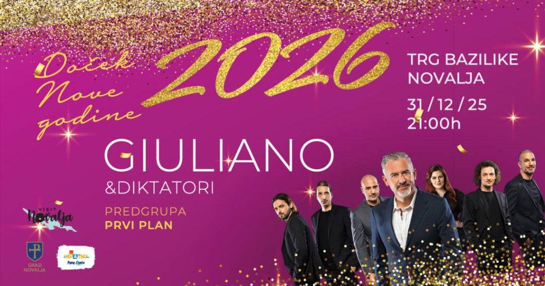 Novalja: Dočekajte Novu 2026. godinu uz uzbudljiv program dočeka na otvorenom.