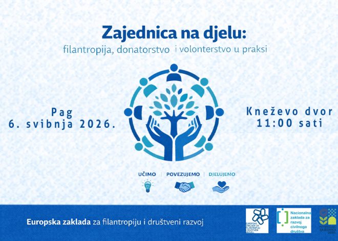 Pag: Radionica „Zajednica na djelu: filantropija, donatorstvo i volonterstvo u praksi“