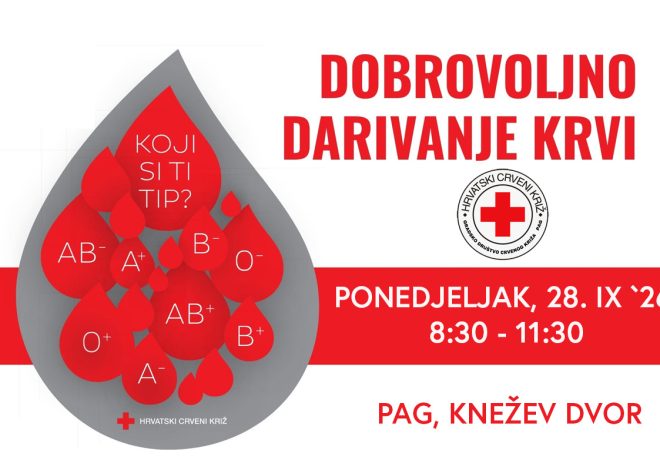 Daruj krv, pokloni život – Akcija dobrovoljnog darivanja krvi u Pagu
