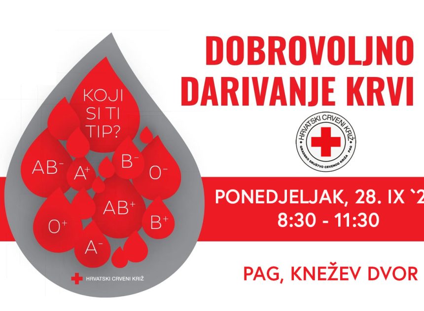 Daruj krv, pokloni život – Akcija dobrovoljnog darivanja krvi u Pagu