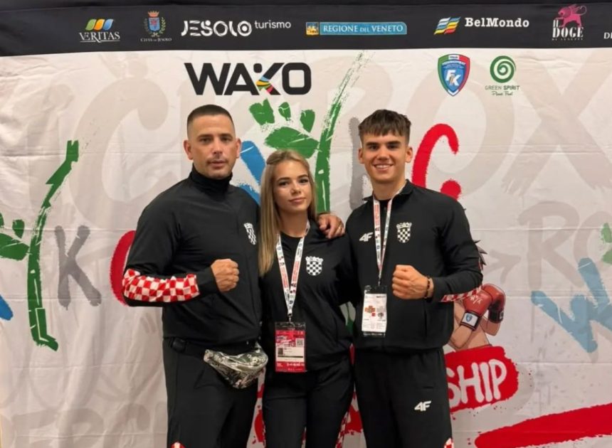Laura Tcol i Luka Katalinić iz KBK-a Spartan Novalja na svjetskom prvenstvu u kickboxingu