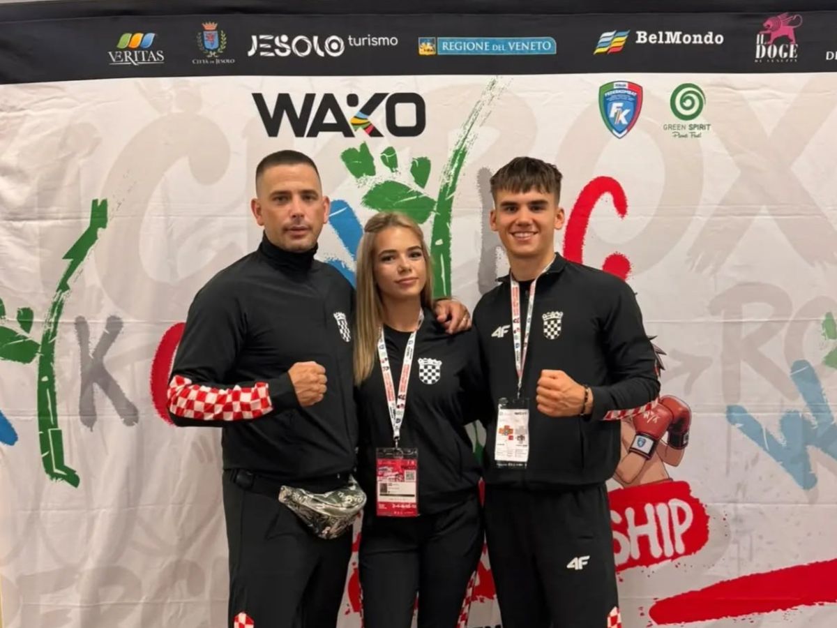 Laura Tcol i Luka Katalinić iz KBK-a Spartan Novalja na svjetskom prvenstvu u kickboxingu