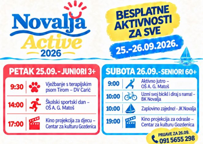 Novalja Active 2026: dva dana besplatnih aktivnosti za najmlađe i seniore
