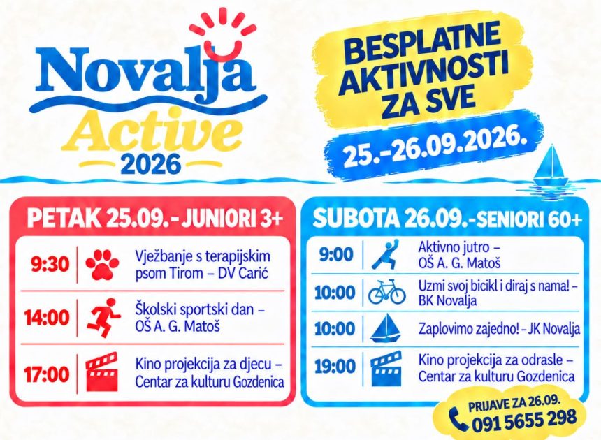 Novalja Active 2026: dva dana besplatnih aktivnosti za najmlađe i seniore
