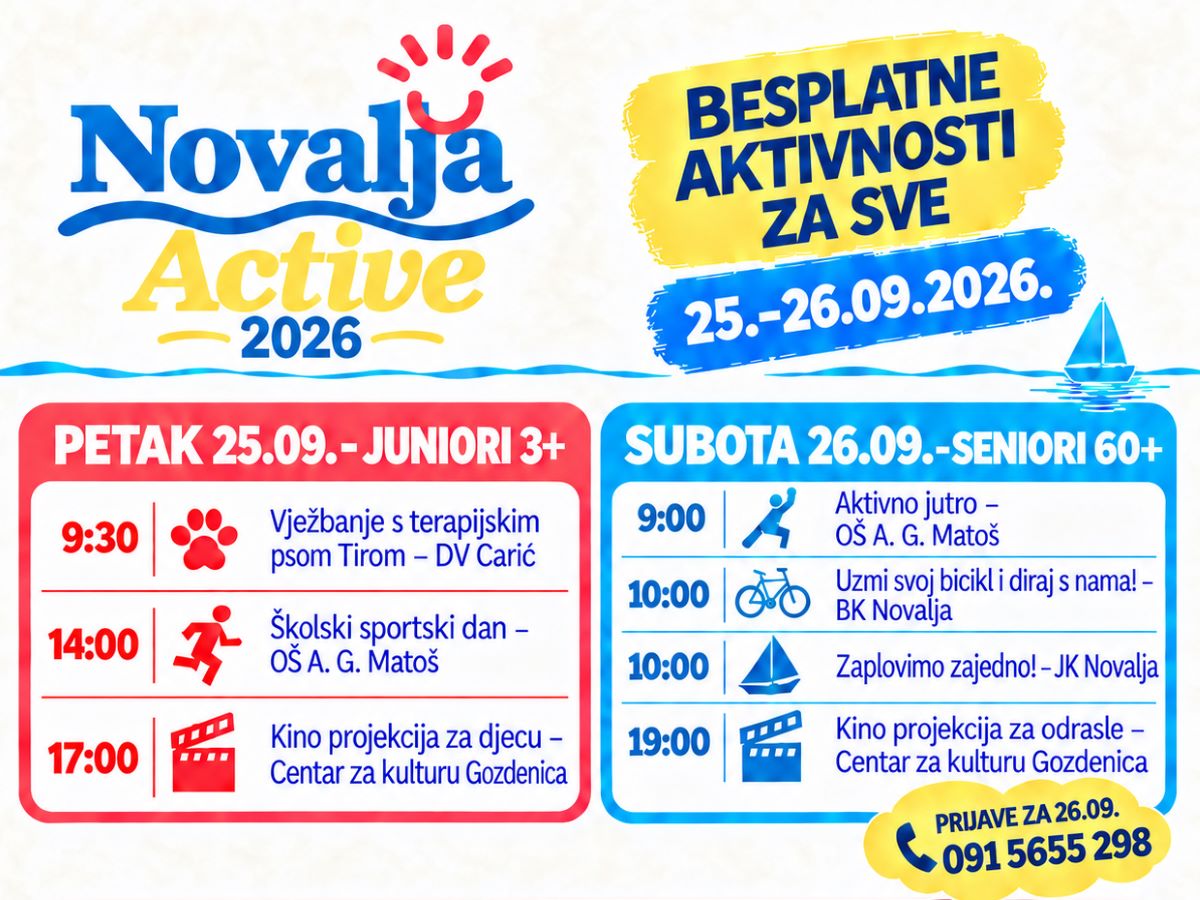 Novalja Active 2026: dva dana besplatnih aktivnosti za najmlađe i seniore