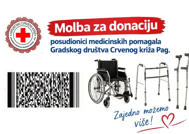 Gradsko društvo Crvenog križa Pag prikupljanja donacije za obnovu Posudionice medicinskih pomagala