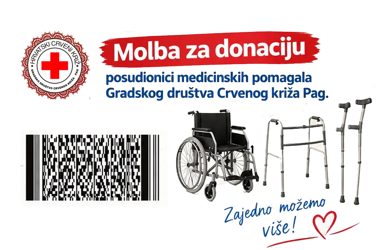 Gradsko društvo Crvenog križa Pag prikupljanja donacije za obnovu Posudionice medicinskih pomagala