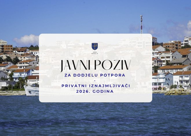 Grad Novalja uputio javni poziv za dodjelu potpore privatnim iznajmljivačima