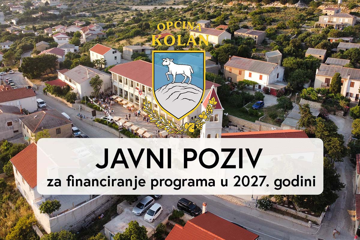 Općina Kolan objavila Javne pozive za financiranje programa u 2027. godini